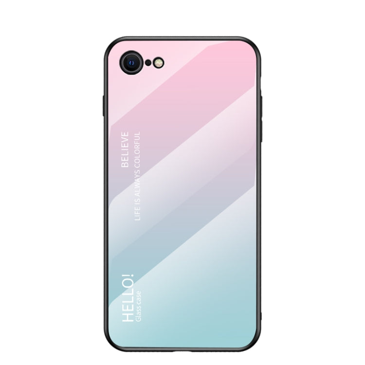 For iPhone SE 2022 / SE 2020 / 8 / 7 Gradient Color Painted TPU Edge Glass Case