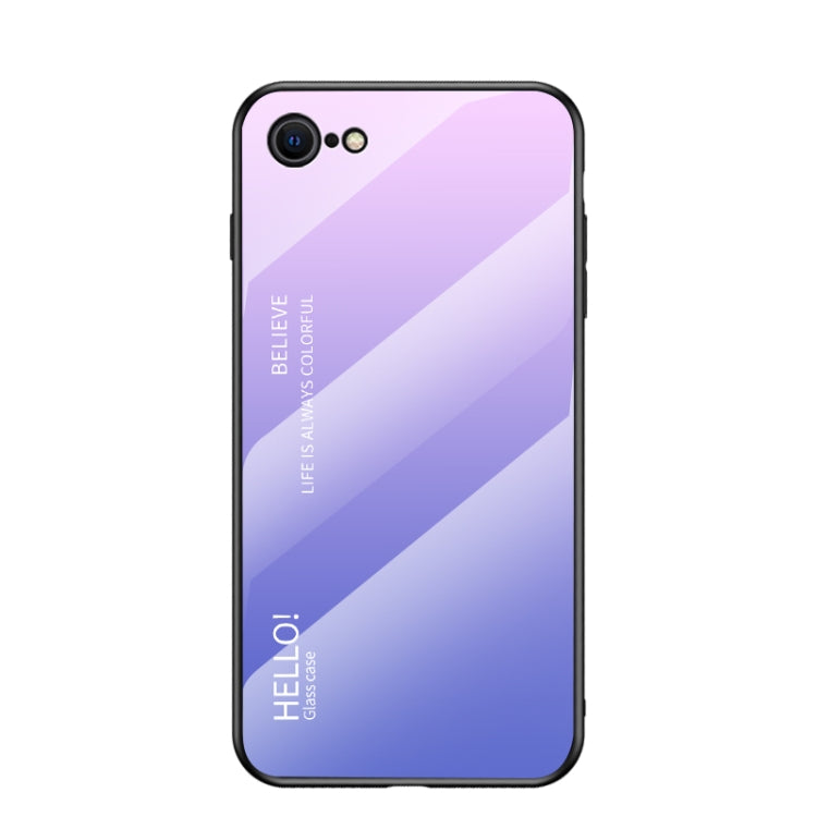 For iPhone SE 2022 / SE 2020 / 8 / 7 Gradient Color Painted TPU Edge Glass Case