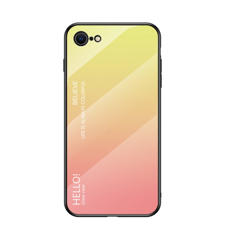 For iPhone SE 2022 / SE 2020 / 8 / 7 Gradient Color Painted TPU Edge Glass Case