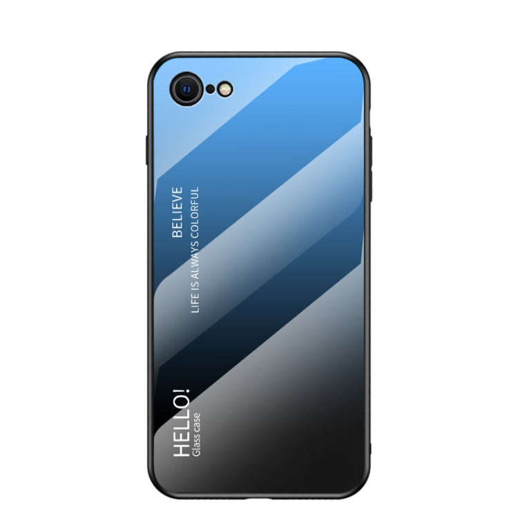 For iPhone SE 2022 / SE 2020 / 8 / 7 Gradient Color Painted TPU Edge Glass Case