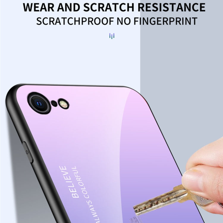 For iPhone SE 2022 / SE 2020 / 8 / 7 Gradient Color Painted TPU Edge Glass Case