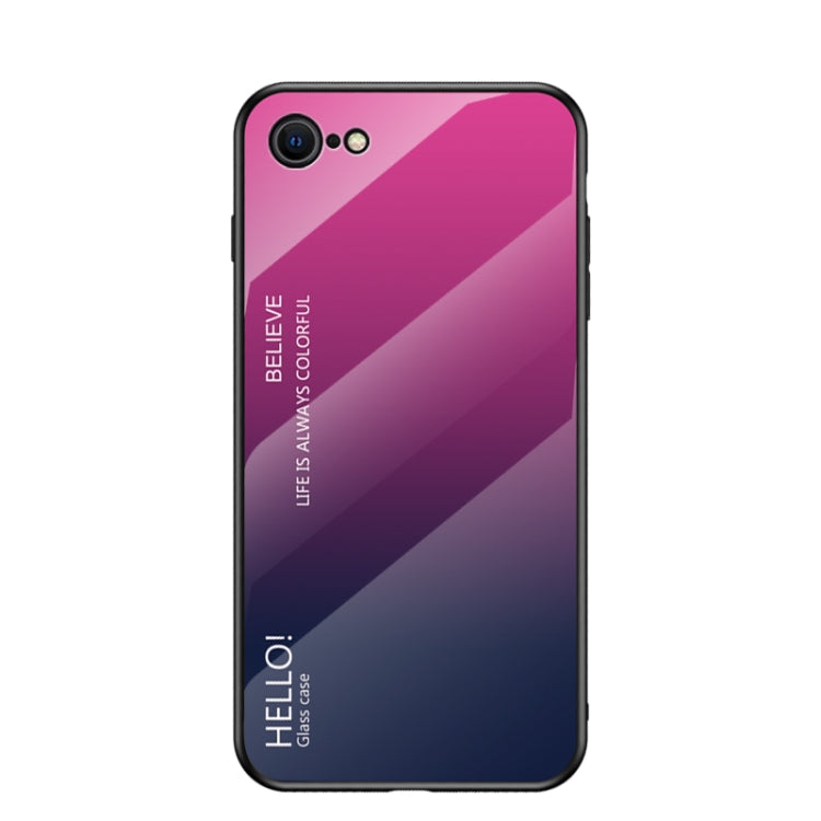 For iPhone SE 2022 / SE 2020 / 8 / 7 Gradient Color Painted TPU Edge Glass Case