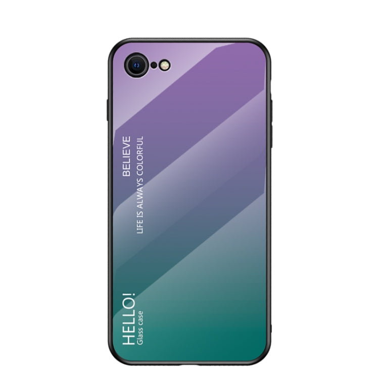 For iPhone SE 2022 / SE 2020 / 8 / 7 Gradient Color Painted TPU Edge Glass Case