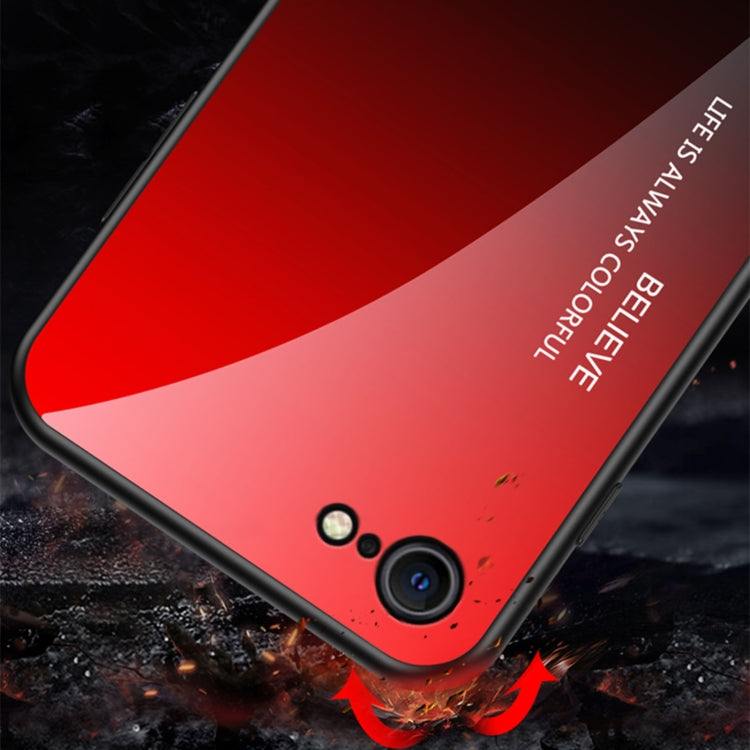 For iPhone SE 2022 / SE 2020 / 8 / 7 Gradient Color Painted TPU Edge Glass Case