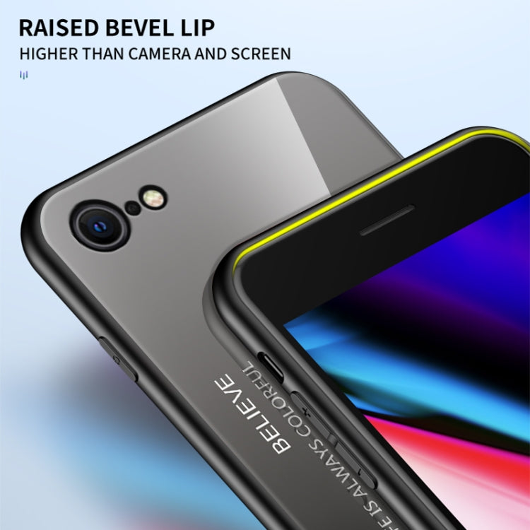 For iPhone SE 2022 / SE 2020 / 8 / 7 Gradient Color Painted TPU Edge Glass Case