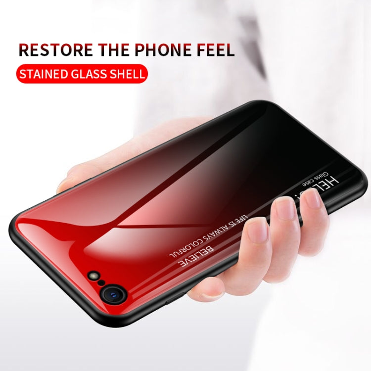 For iPhone SE 2022 / SE 2020 / 8 / 7 Gradient Color Painted TPU Edge Glass Case