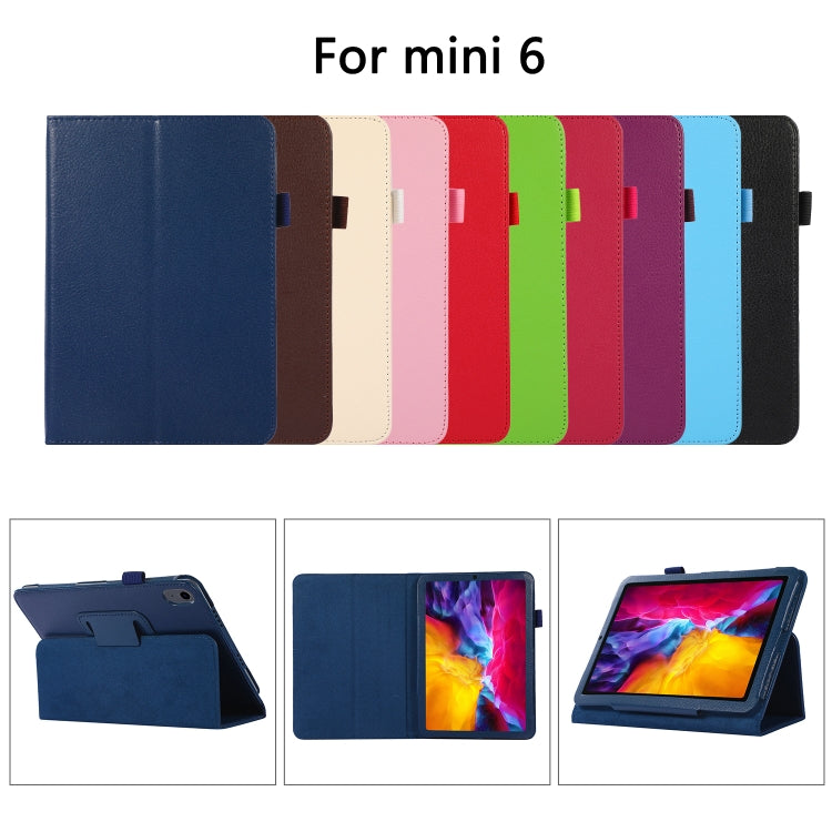 For iPad mini 6 Litchi Texture Horizontal Flip PU Leather Tablet Case with Holder
