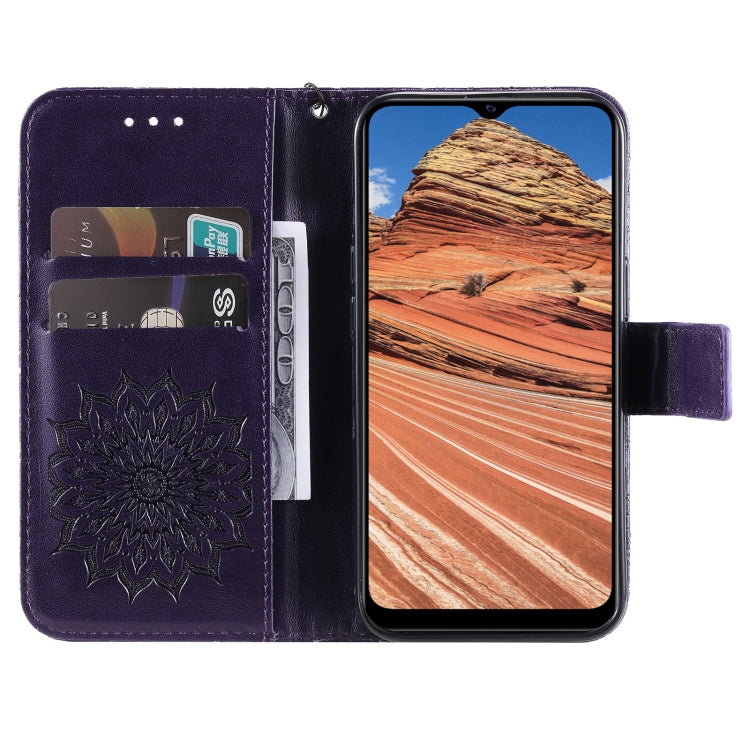 For vivo Y11s/Y12A/Y12s/Y20/Y20A/Y20s/Y20i/Y20G/Y20SG Pressed Printing Sunflower Pattern Horizontal Flip PU Leather Case with Holder & Card Slots & Wallet & Lanyard