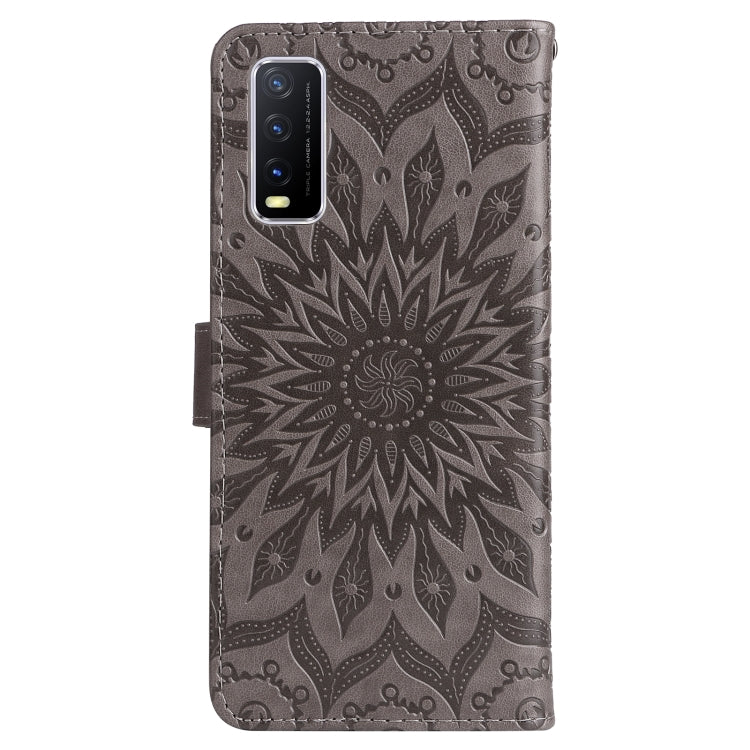 For vivo Y11s/Y12A/Y12s/Y20/Y20A/Y20s/Y20i/Y20G/Y20SG Pressed Printing Sunflower Pattern Horizontal Flip PU Leather Case with Holder & Card Slots & Wallet & Lanyard