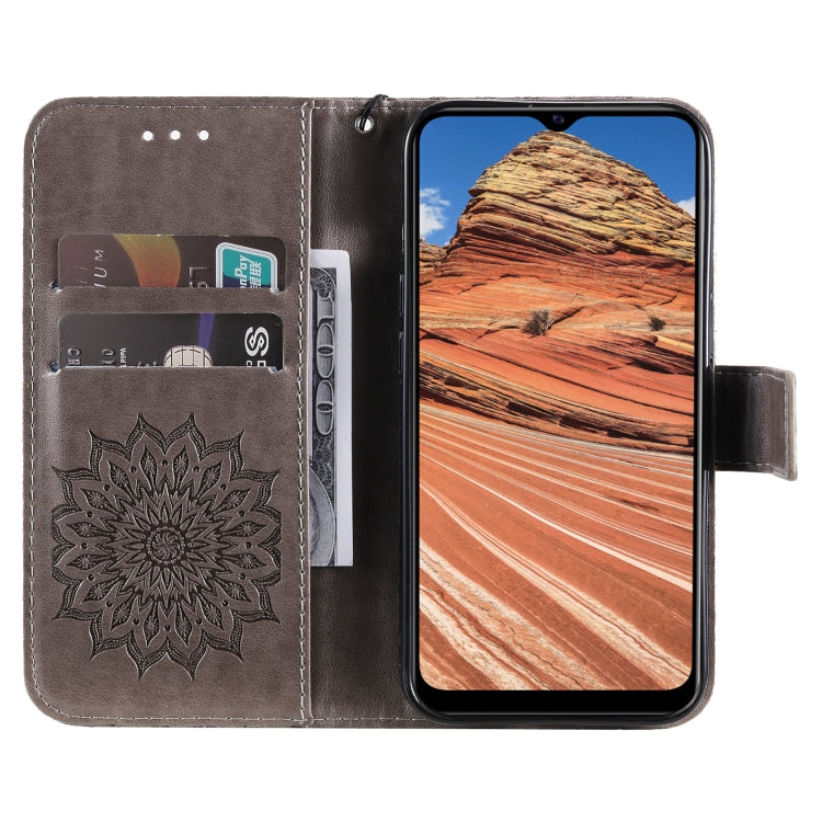 For vivo Y11s/Y12A/Y12s/Y20/Y20A/Y20s/Y20i/Y20G/Y20SG Pressed Printing Sunflower Pattern Horizontal Flip PU Leather Case with Holder & Card Slots & Wallet & Lanyard