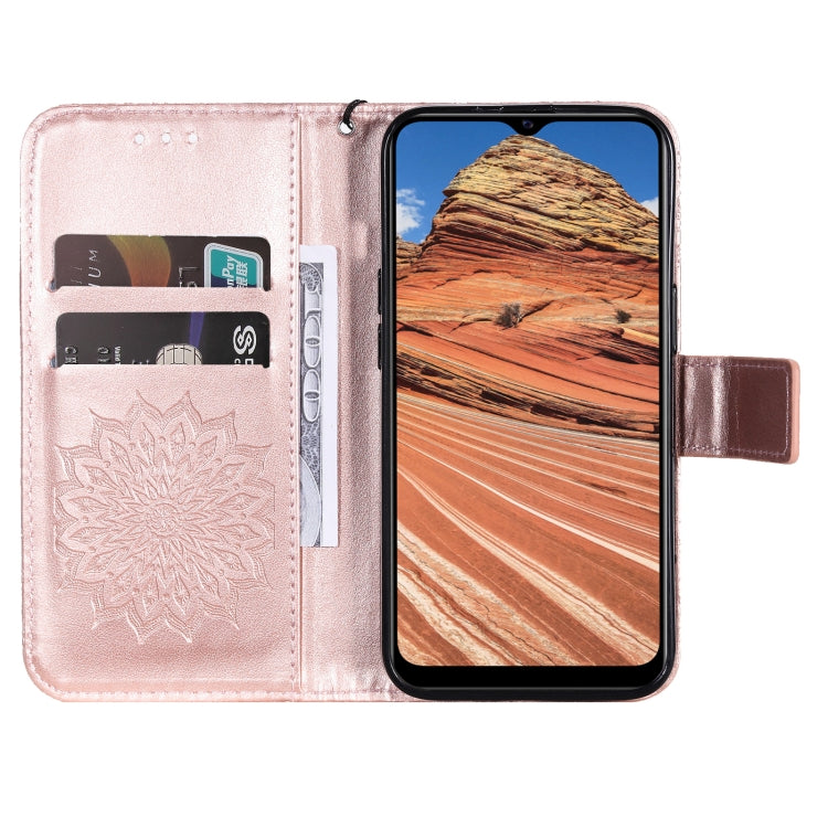 For vivo Y11s/Y12A/Y12s/Y20/Y20A/Y20s/Y20i/Y20G/Y20SG Pressed Printing Sunflower Pattern Horizontal Flip PU Leather Case with Holder & Card Slots & Wallet & Lanyard