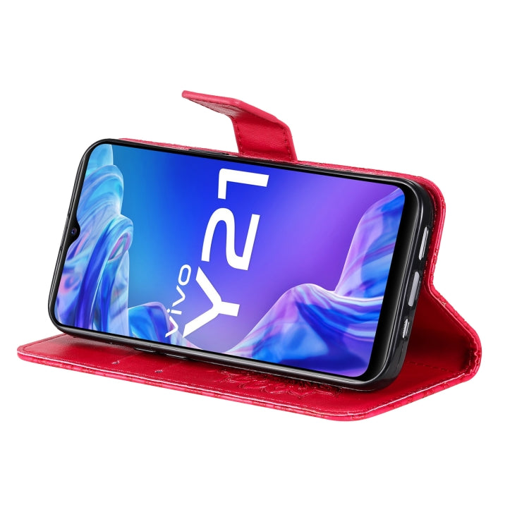 For vivo Y21/Y21s/Y33s Pressed Printing Sunflower Pattern Horizontal Flip PU Leather Case with Holder & Card Slots & Wallet & Lanyard