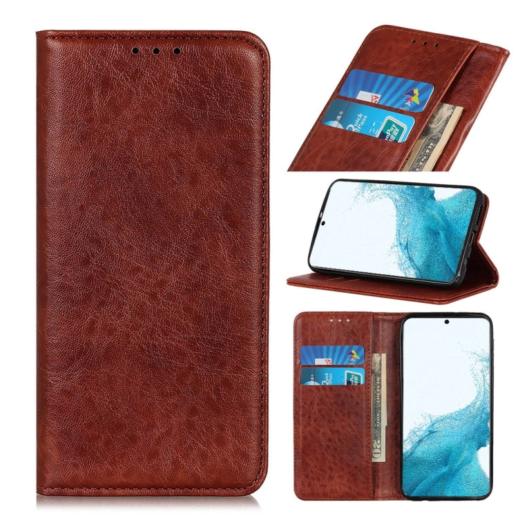 For Samsung Galaxy S22 5G Magnetic Crazy Horse Texture Horizontal Flip Leather Case with Holder & Card Slots & Wallet