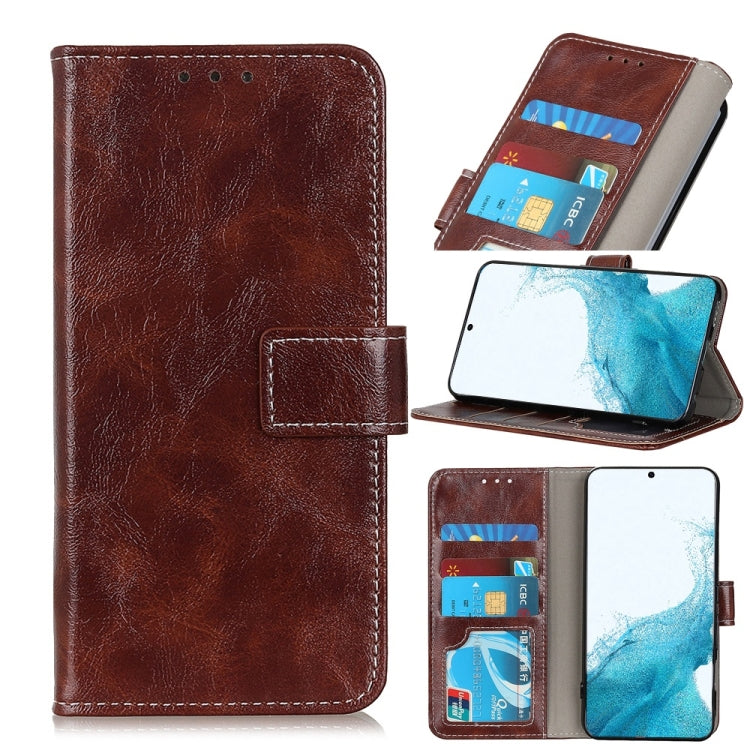 For Samsung Galaxy S22 5G Retro Crazy Horse Texture Horizontal Flip Leather Case with Holder & Card Slots & Photo Frame & Wallet