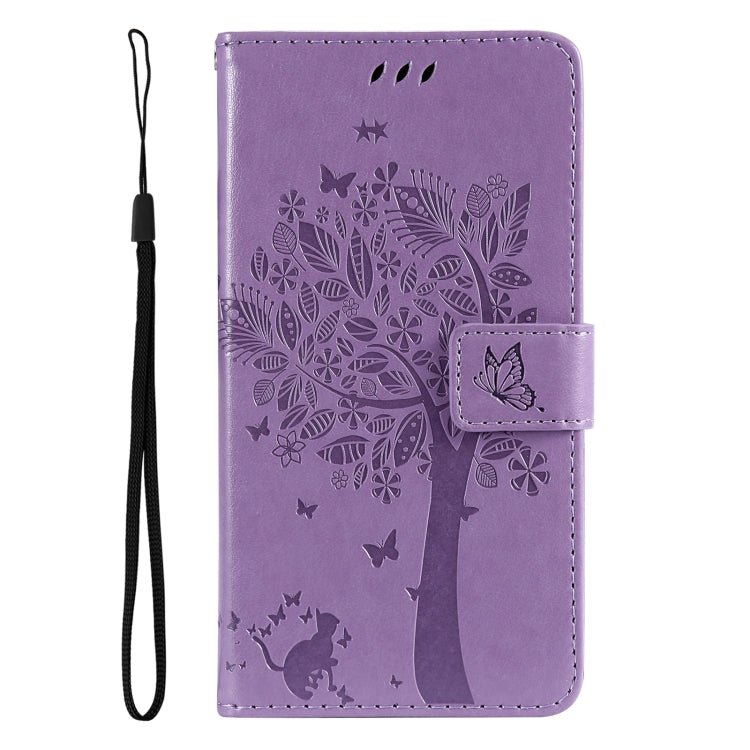 For Xiaomi 11T / 11T Pro Tree & Cat Embossing Pattern Horizontal Flip PU Leather Case with Holder & Card Slots & Wallet & Lanyard