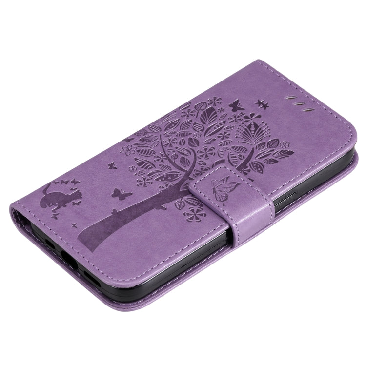 For Xiaomi 11T / 11T Pro Tree & Cat Embossing Pattern Horizontal Flip PU Leather Case with Holder & Card Slots & Wallet & Lanyard