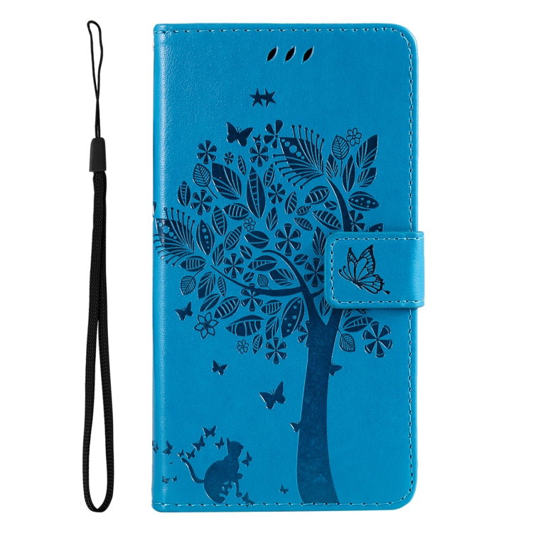 For Xiaomi 11T / 11T Pro Tree & Cat Embossing Pattern Horizontal Flip PU Leather Case with Holder & Card Slots & Wallet & Lanyard