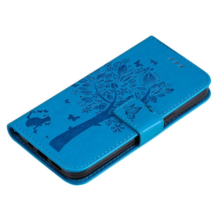 For Xiaomi 11T / 11T Pro Tree & Cat Embossing Pattern Horizontal Flip PU Leather Case with Holder & Card Slots & Wallet & Lanyard