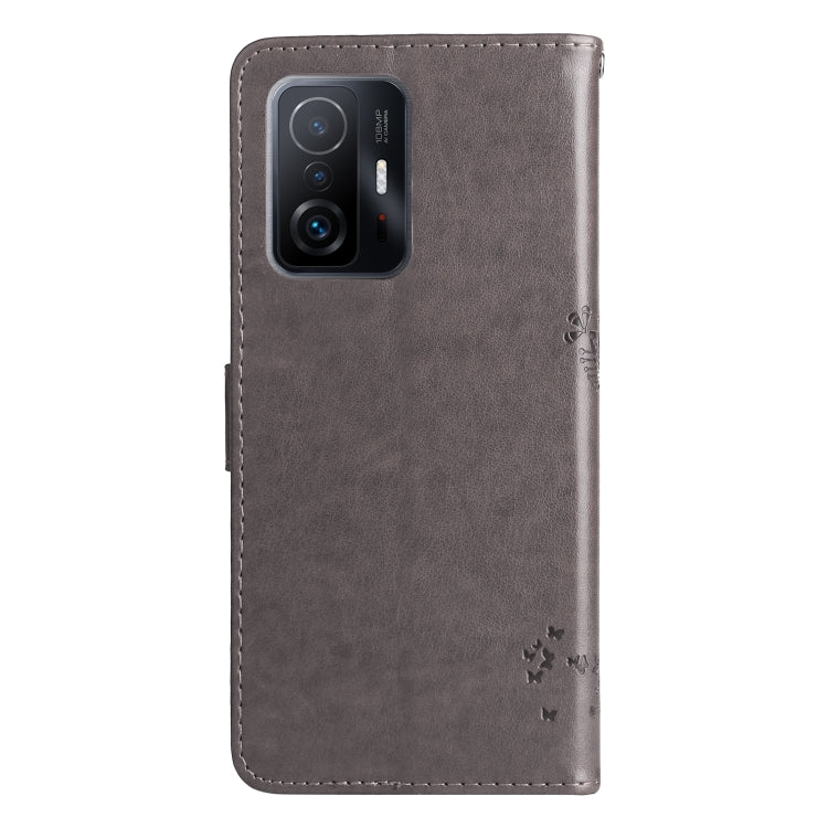 For Xiaomi 11T / 11T Pro Tree & Cat Embossing Pattern Horizontal Flip PU Leather Case with Holder & Card Slots & Wallet & Lanyard
