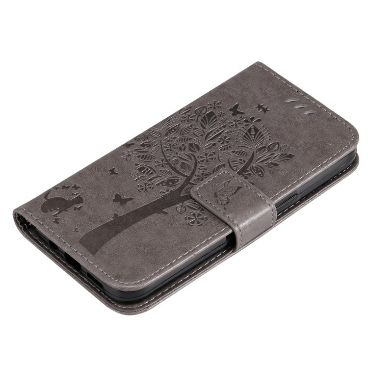 For Xiaomi 11T / 11T Pro Tree & Cat Embossing Pattern Horizontal Flip PU Leather Case with Holder & Card Slots & Wallet & Lanyard