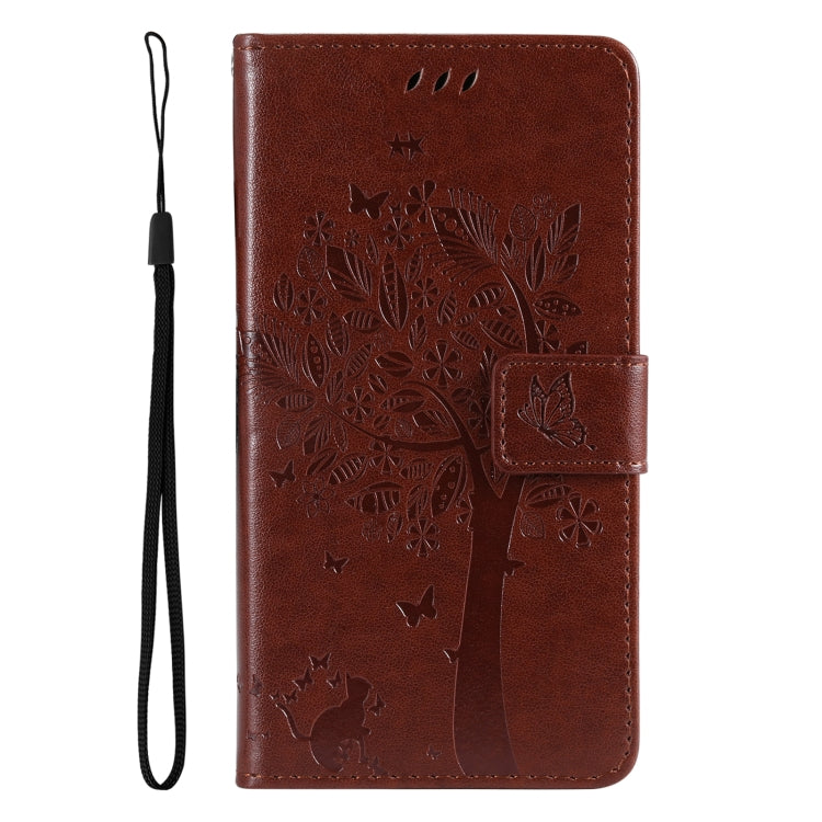 For Xiaomi 11T / 11T Pro Tree & Cat Embossing Pattern Horizontal Flip PU Leather Case with Holder & Card Slots & Wallet & Lanyard