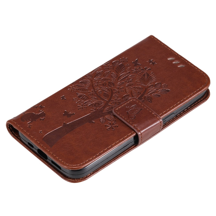 For Xiaomi 11T / 11T Pro Tree & Cat Embossing Pattern Horizontal Flip PU Leather Case with Holder & Card Slots & Wallet & Lanyard