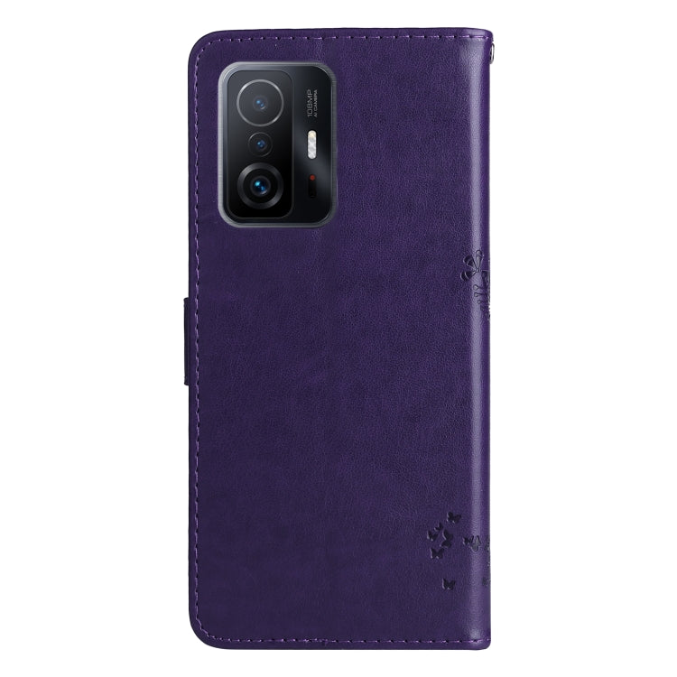For Xiaomi 11T / 11T Pro Tree & Cat Embossing Pattern Horizontal Flip PU Leather Case with Holder & Card Slots & Wallet & Lanyard