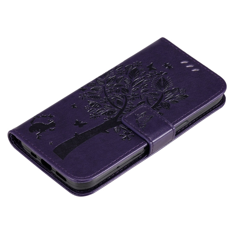For Xiaomi 11T / 11T Pro Tree & Cat Embossing Pattern Horizontal Flip PU Leather Case with Holder & Card Slots & Wallet & Lanyard