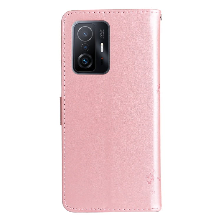 For Xiaomi 11T / 11T Pro Tree & Cat Embossing Pattern Horizontal Flip PU Leather Case with Holder & Card Slots & Wallet & Lanyard