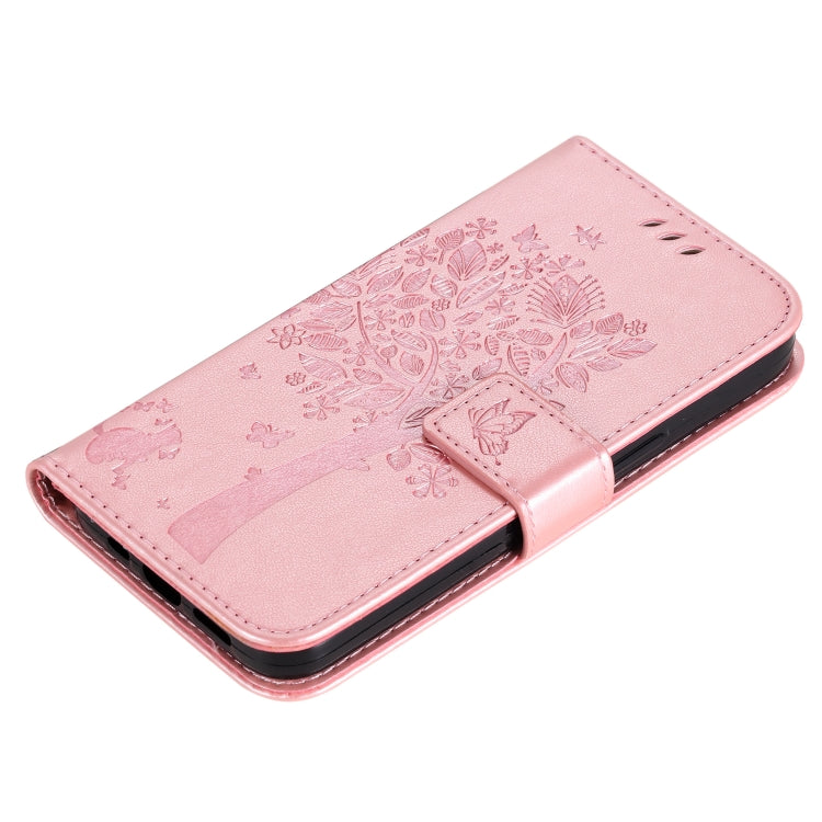 For Xiaomi 11T / 11T Pro Tree & Cat Embossing Pattern Horizontal Flip PU Leather Case with Holder & Card Slots & Wallet & Lanyard
