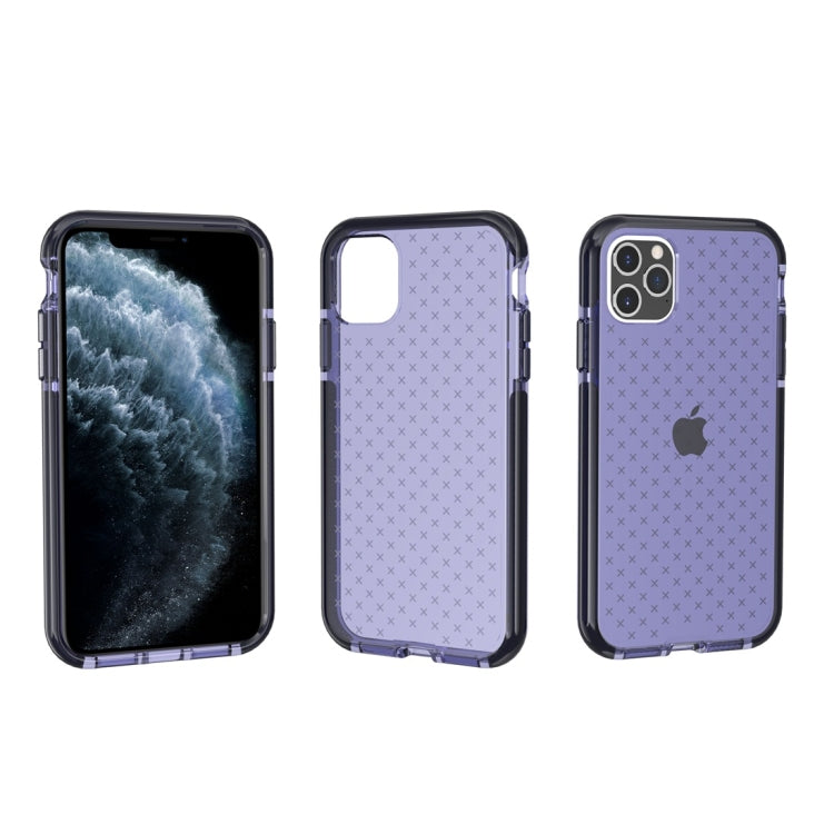For iPhone 11 Pro Grid Pattern Shockproof Transparent TPU Protective Case