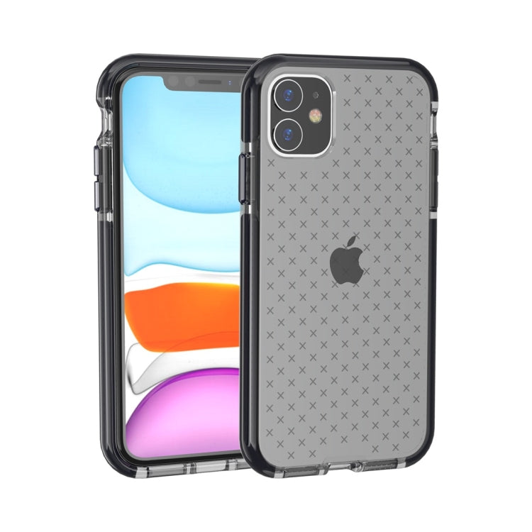 For iPhone 11 Grid Pattern Shockproof Transparent TPU Protective Case