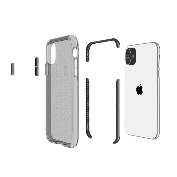 For iPhone 11 Grid Pattern Shockproof Transparent TPU Protective Case