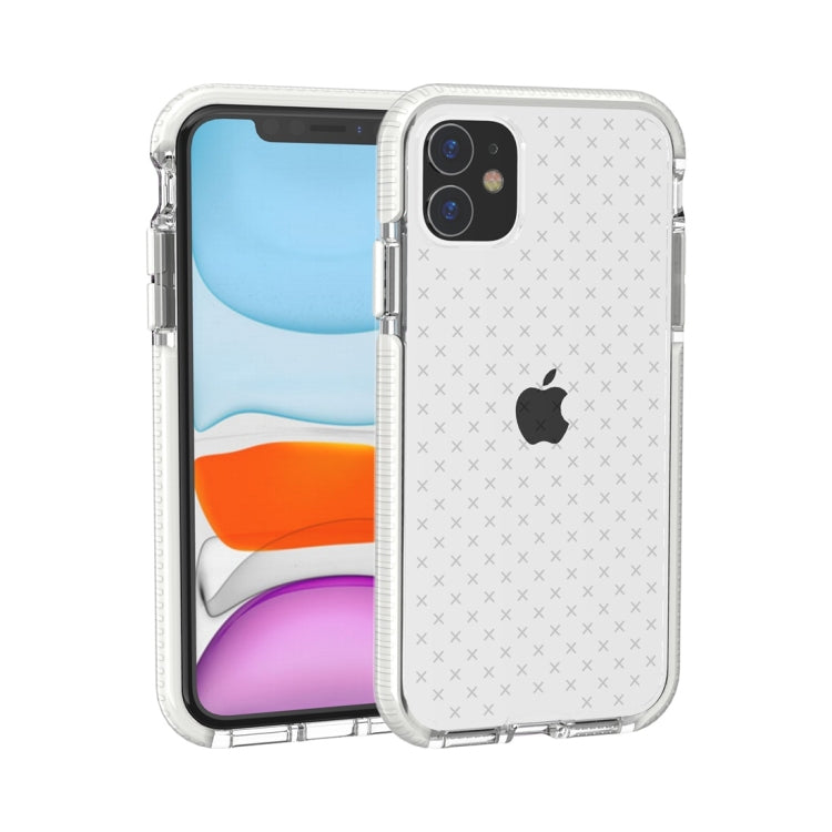For iPhone 11 Grid Pattern Shockproof Transparent TPU Protective Case
