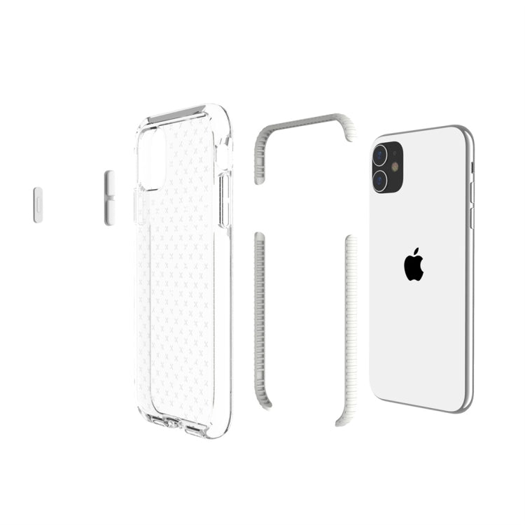 For iPhone 11 Grid Pattern Shockproof Transparent TPU Protective Case