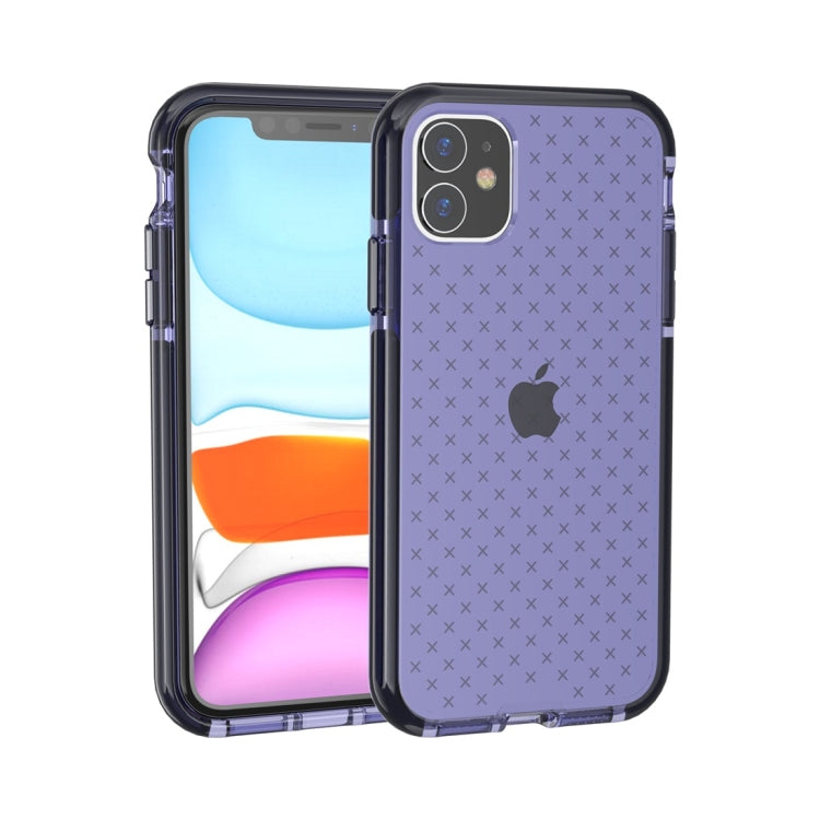 For iPhone 11 Grid Pattern Shockproof Transparent TPU Protective Case