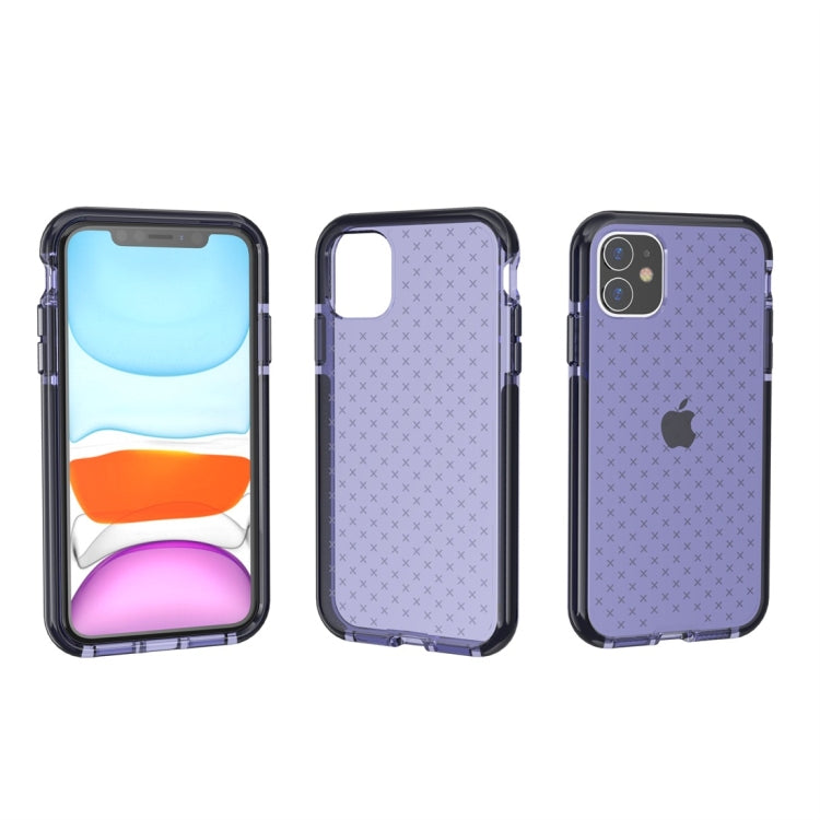For iPhone 11 Grid Pattern Shockproof Transparent TPU Protective Case