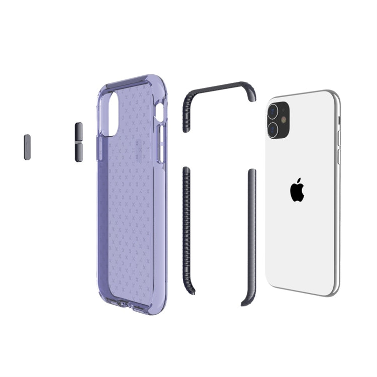 For iPhone 11 Grid Pattern Shockproof Transparent TPU Protective Case