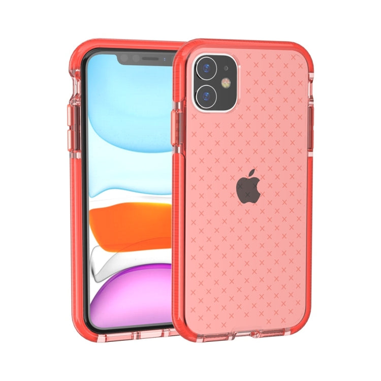 For iPhone 11 Grid Pattern Shockproof Transparent TPU Protective Case