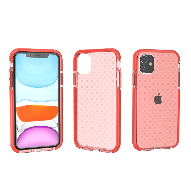 For iPhone 11 Grid Pattern Shockproof Transparent TPU Protective Case