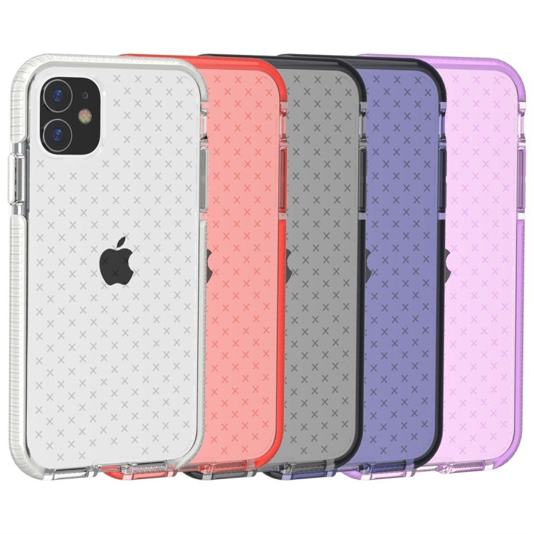 For iPhone 11 Grid Pattern Shockproof Transparent TPU Protective Case