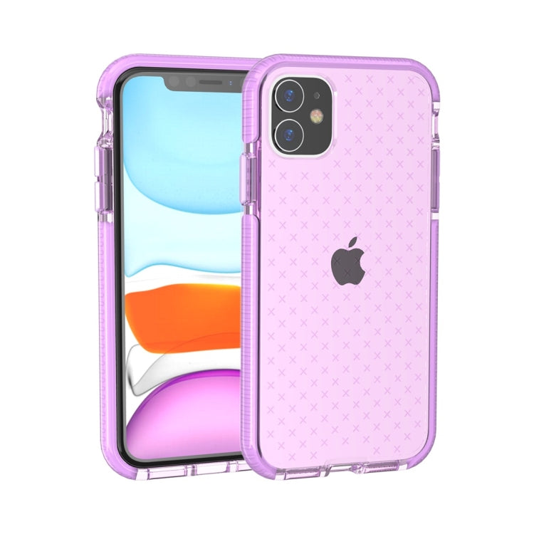 For iPhone 11 Grid Pattern Shockproof Transparent TPU Protective Case