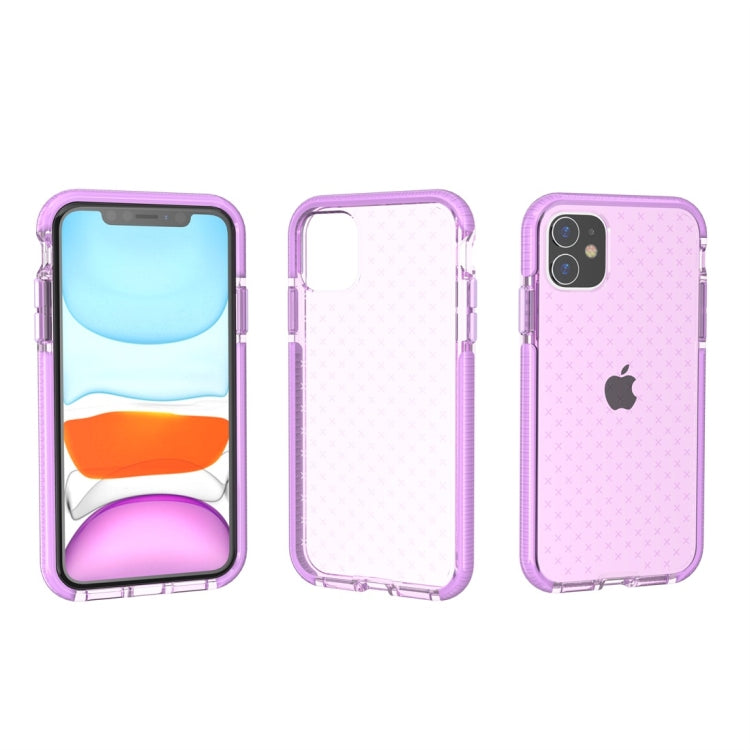 For iPhone 11 Grid Pattern Shockproof Transparent TPU Protective Case