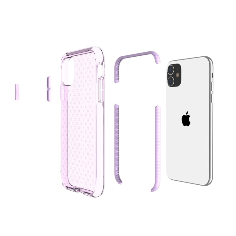For iPhone 11 Grid Pattern Shockproof Transparent TPU Protective Case