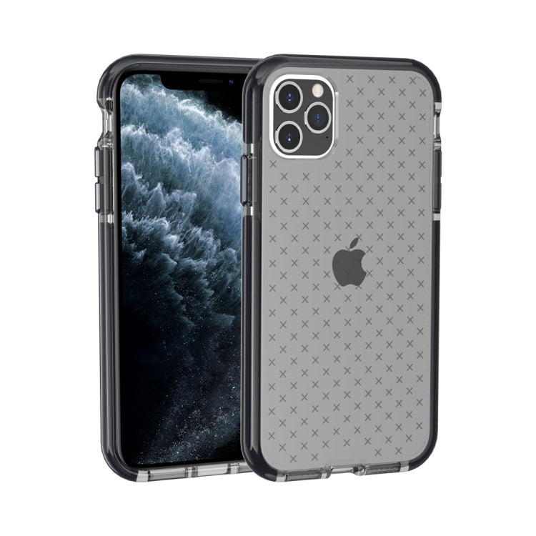 For iPhone 11 Pro Max Grid Pattern Shockproof Transparent TPU Protective Case