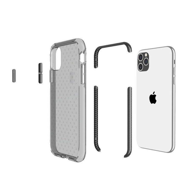 For iPhone 11 Pro Max Grid Pattern Shockproof Transparent TPU Protective Case
