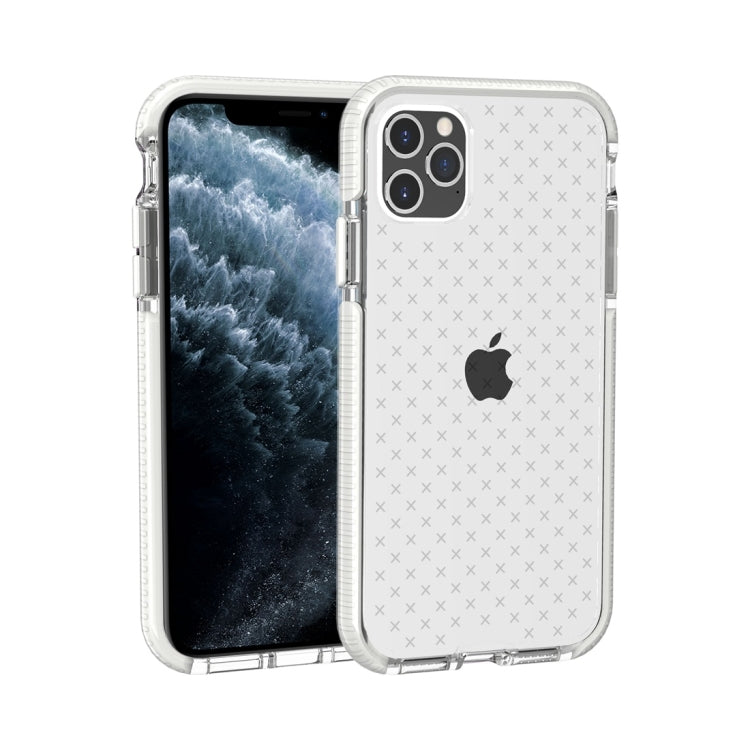 For iPhone 11 Pro Max Grid Pattern Shockproof Transparent TPU Protective Case