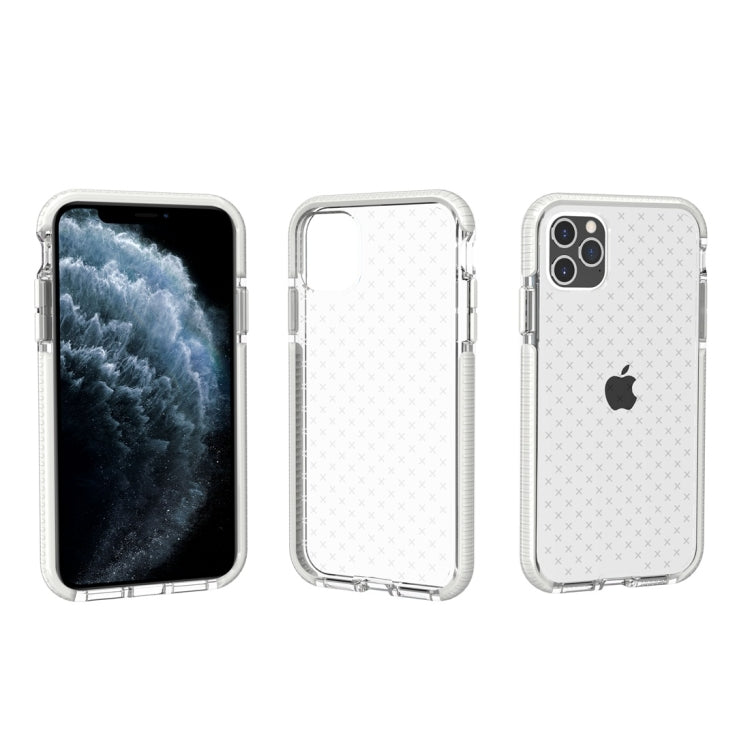 For iPhone 11 Pro Max Grid Pattern Shockproof Transparent TPU Protective Case