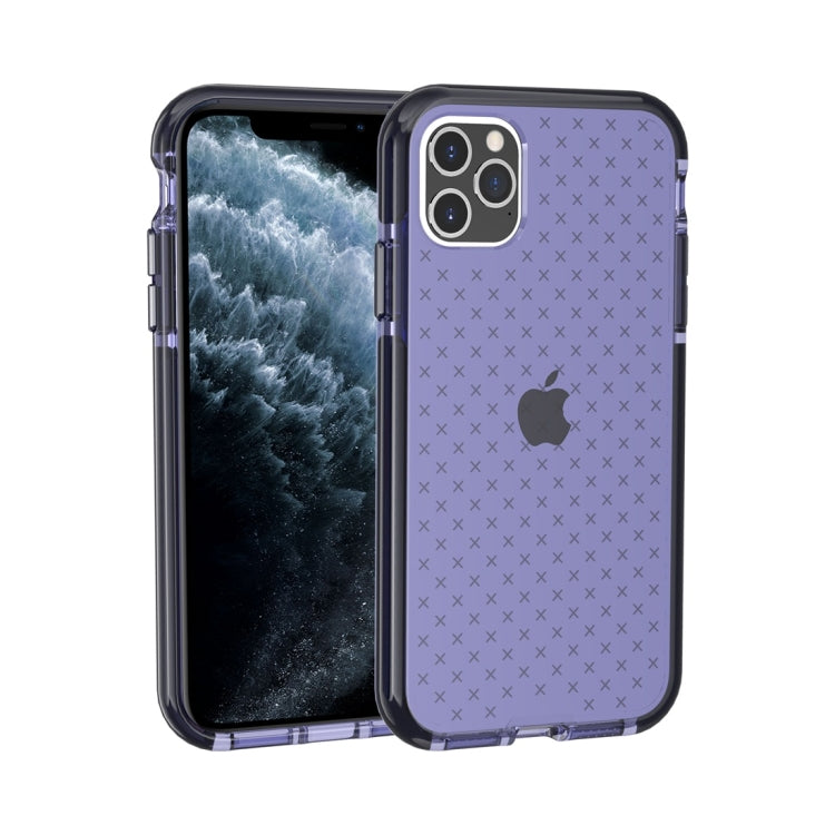 For iPhone 11 Pro Max Grid Pattern Shockproof Transparent TPU Protective Case
