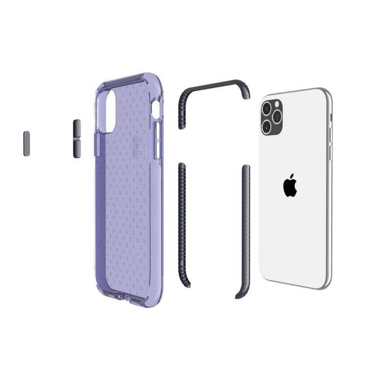 For iPhone 11 Pro Max Grid Pattern Shockproof Transparent TPU Protective Case